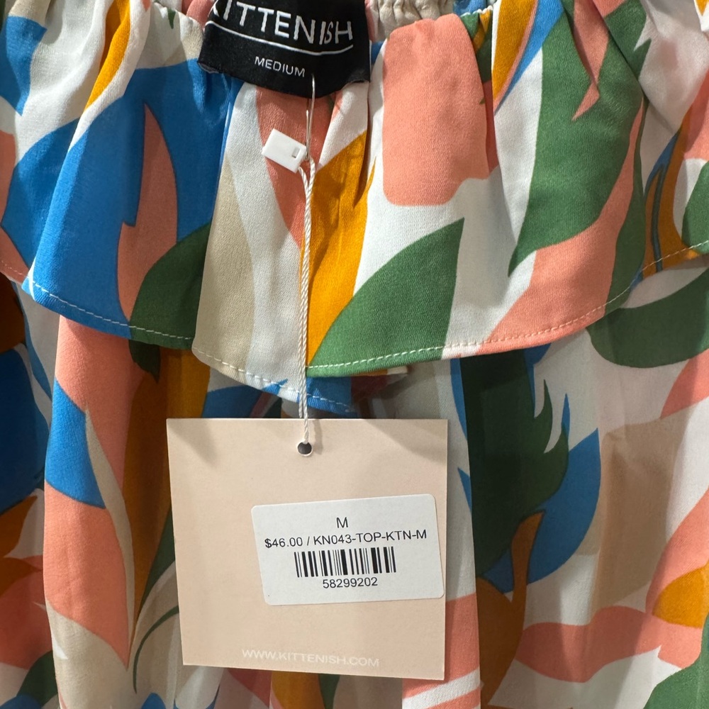 Kittenish Colorful Off-Shoulder Ruffle Top - Picture 2 of 2